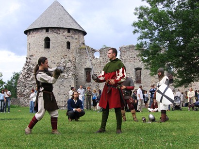 Outdoor guide excursion in castles