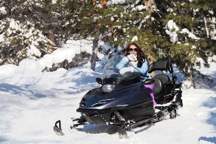 Outdoor guide snowmobile tour